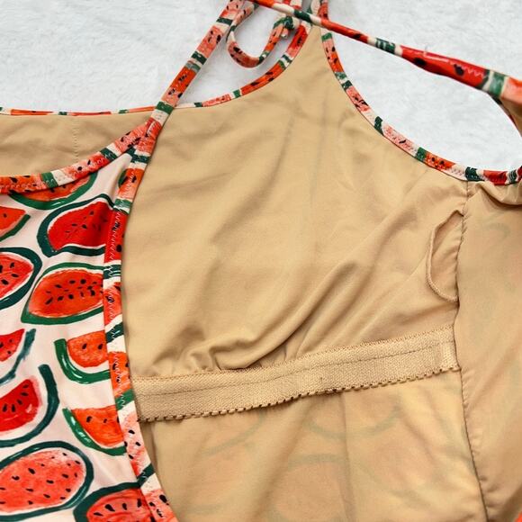 J.Crew Watermelon Print One-Piece Swimsuit Women's M Red Pink - Picture 4 of 12